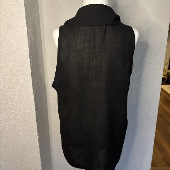 Vintage EMMELLE Black Sleeveless Open Blazer Size Small - Made In The USA - Picture 2 of 9